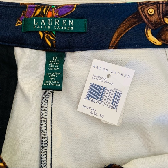 Ralph Lauren dark navy cotton shorts with Equestrian polo horse mallet print 10 - Picture 4 of 16